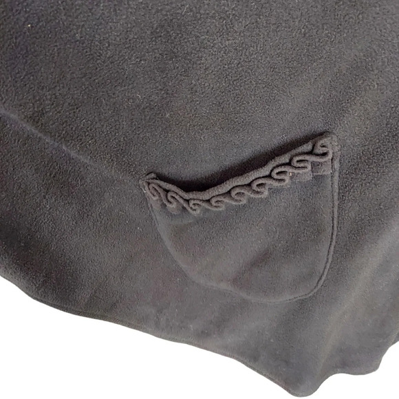 Le Moda Black Fleece‎ Cape with High Ruffled Neck and Ruffled Pockets - Picture 7 of 15